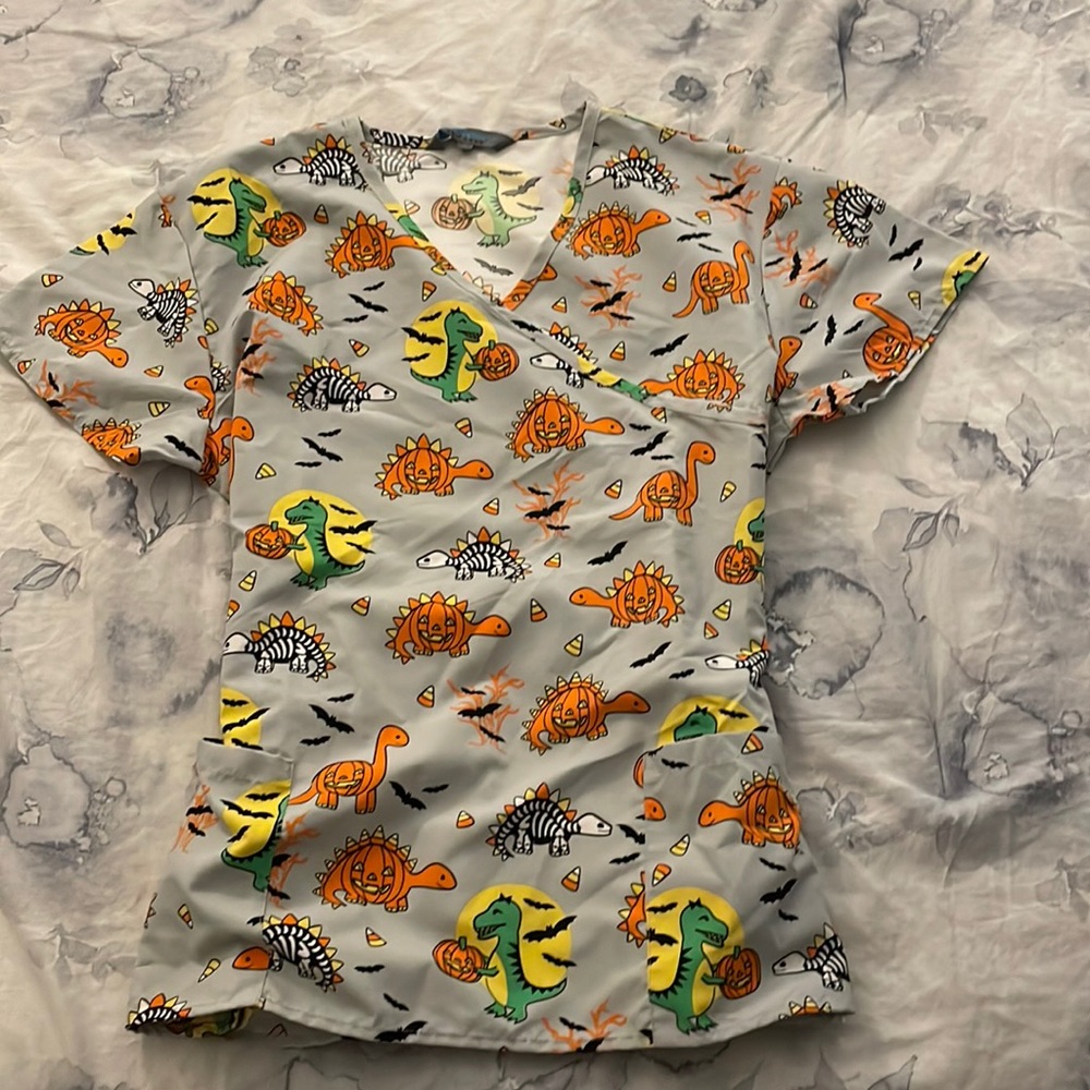 Halloween scrub top